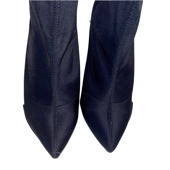 Charlotte Russe Black Pointed Toe Sock Boots Reflective Stripe Rubber Soles Sz 9 - Picture 7 of 11